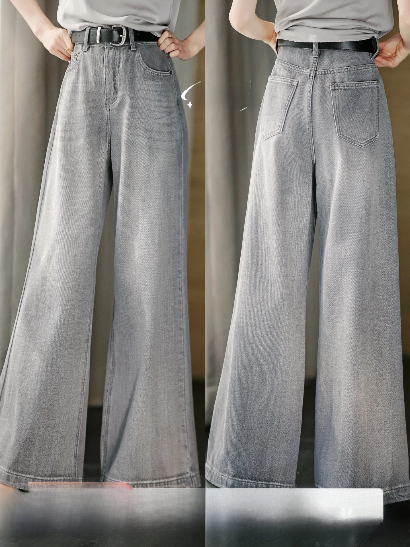 

High Waist Straight Leg Jeans X Series Night Denim 100 Cotton with Belt Retro Style Women's Premium Jeans High Elasticity