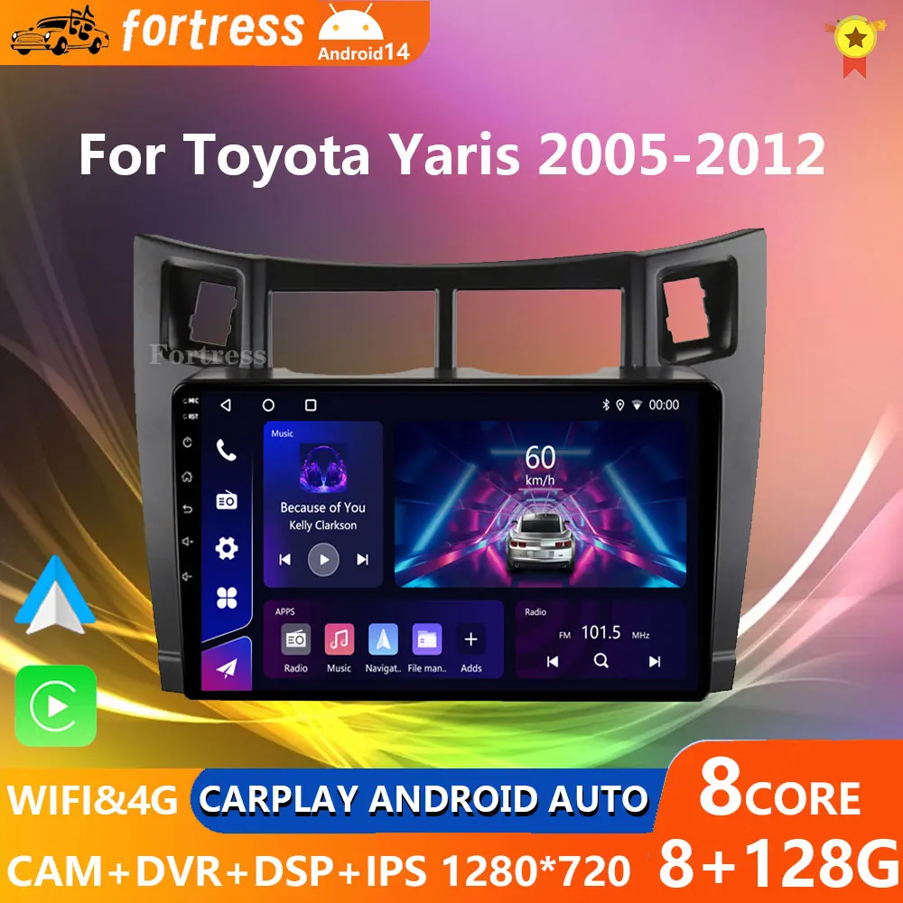 

4G+64G Car Multimedia Player for Toyota Yaris 2007 Radio Fascia Car Radio 2005 - 2012 Android GPS Navigator 2 Din carplay stereo