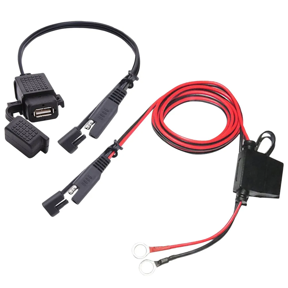 

Зарядное устройство SAE-USB для мотоциклов, черное, универсальное, быстрая зарядка, адаптер 12-24В, совместимо со смартфонами, планшетами, GPS-устройствами