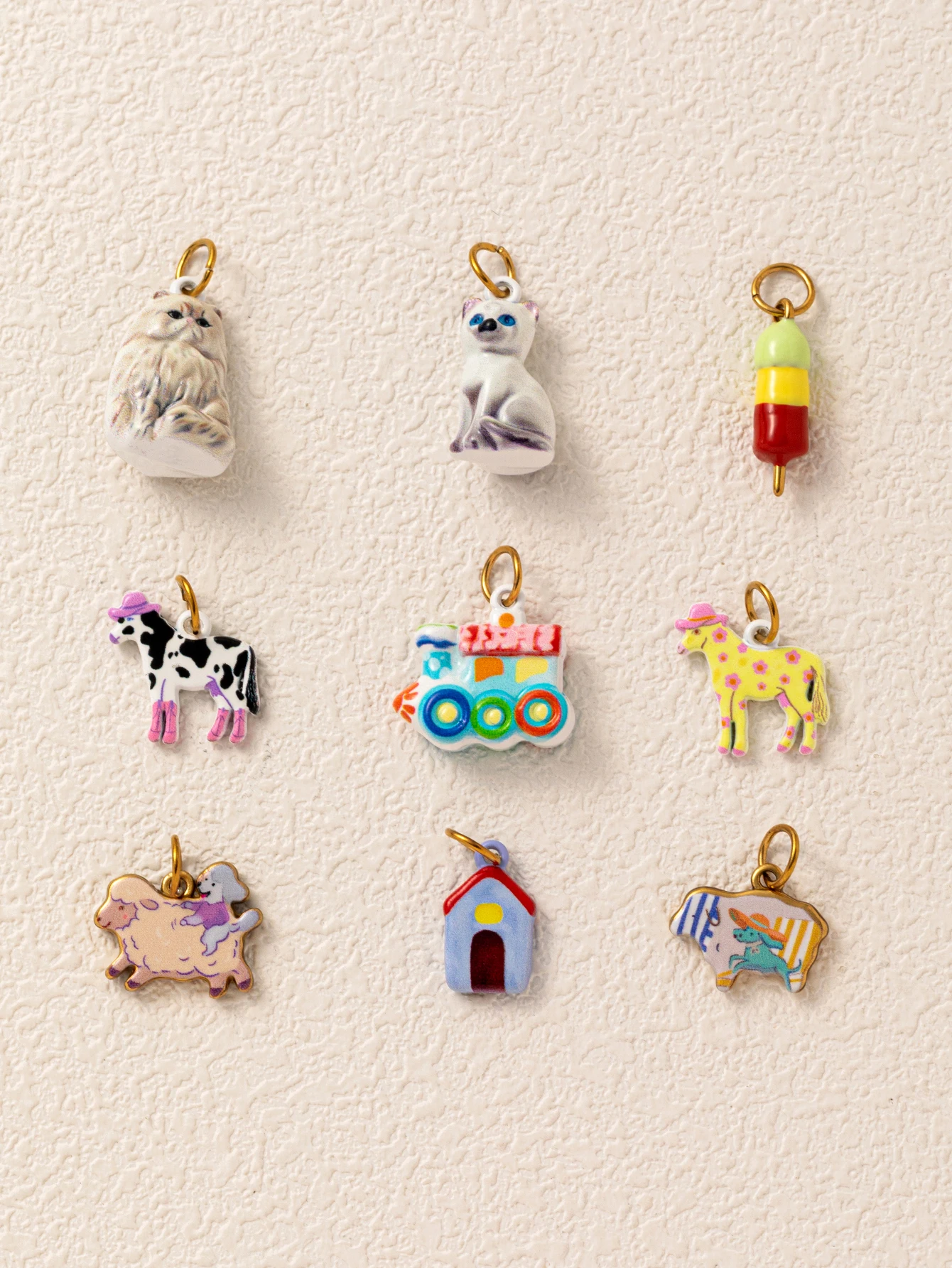 316 Edelstahl Wasserdicht Farbbeständig Niedliche und Schlichte Schaf-, Welpen-, Gelbes Pferd DIY Anhänger Charms für Schmuck – Detail 3