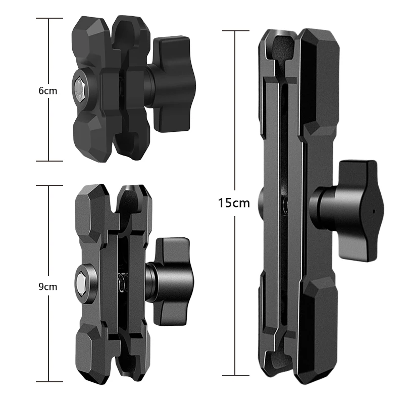 Newest Aluminum Alloy Double Socket Arm for 25mm/1 inch Ball Head Holder Mount Clamp for Bicycle Motorcycle Camera Extension Arm 