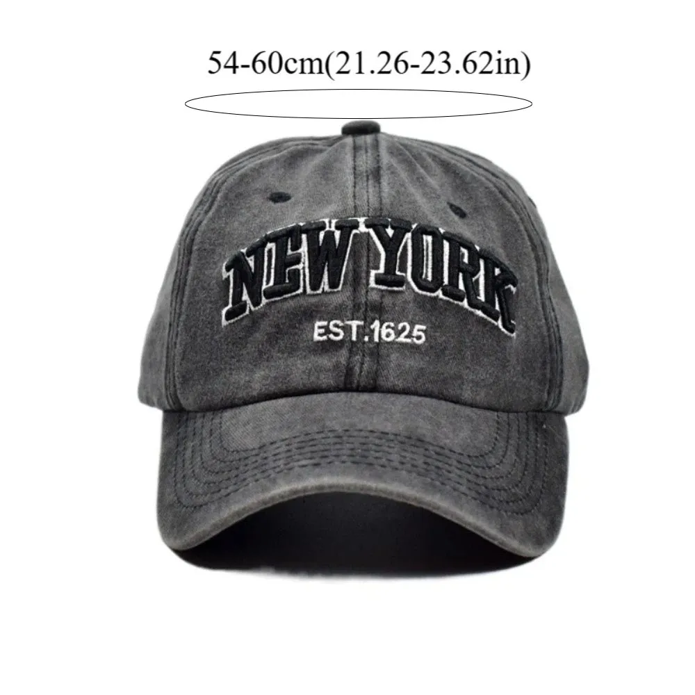 Cotton New York Baseball Cap Washable Adjustable Sport Duck Tongue Cap Versatile Anti-UV Letter Embroidery Sun Hats Summer