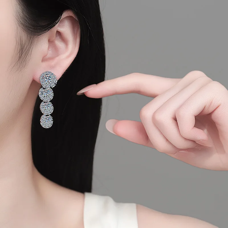 

Tassel Luxury Earrings Women's 4.6CT Moissanite PT950 Platinum - Big diamond tassel, full aura, eye-catching daily street style