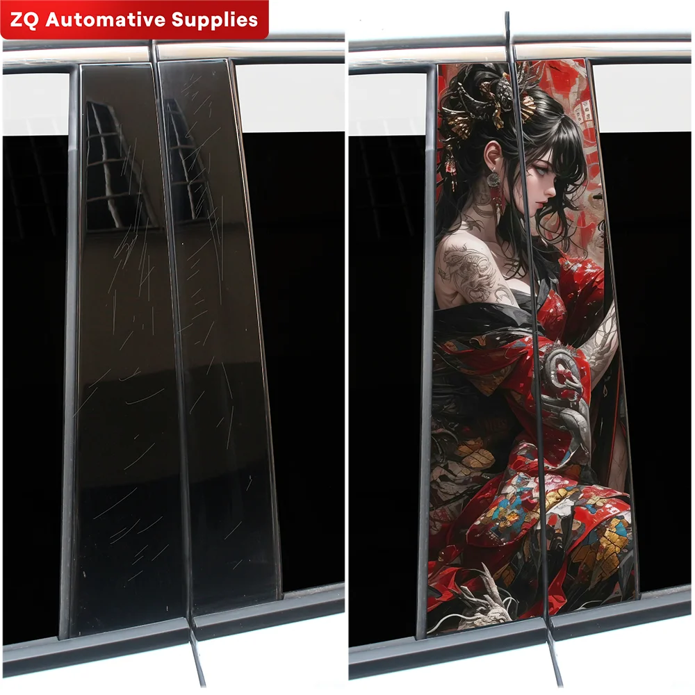 Female Samurai Car Stickers Waterproof Auto B Pillar Decor Cover Scratches Durable Car Doors Pillar Vinyl Decals Vehicle Decors