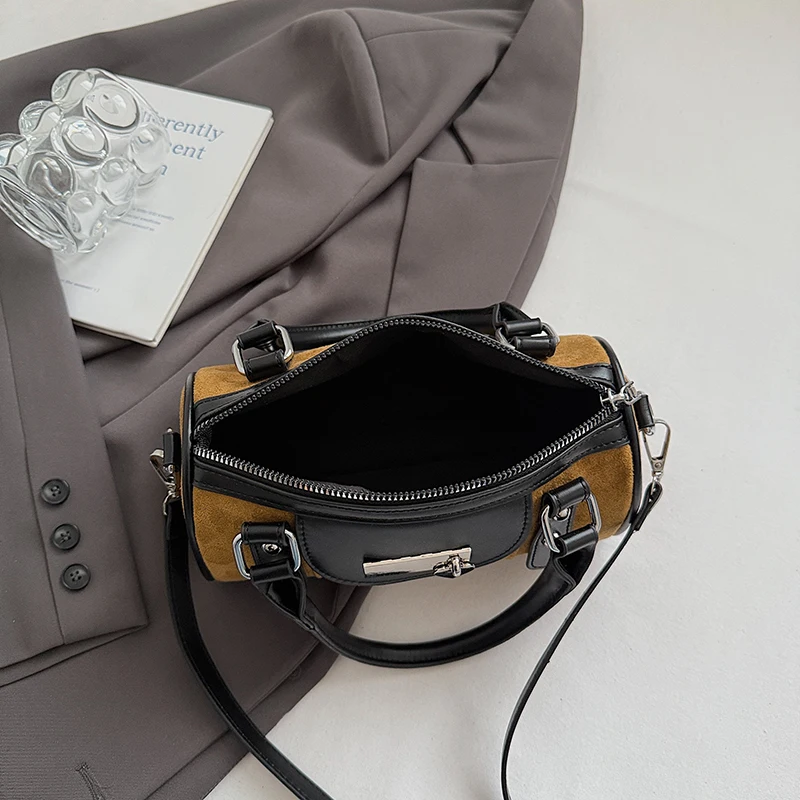 LEFTSIDE Vintage Small Faux Suede Shoulder Bags for Women Bucket Crossbody Bag 2025 Winter Luxury Designer Handbags and Purses image 6