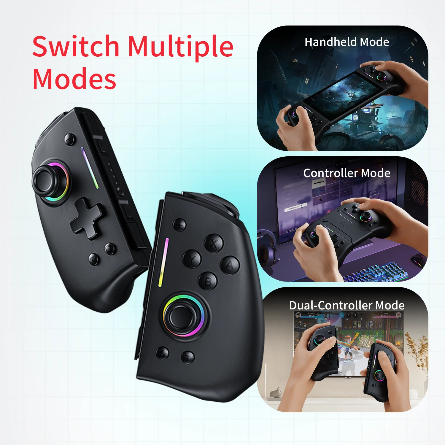LinYuvo KS42 joycon per Nintendo Switch con controller wireless Joypad effetto Hall compatibile a sei assi/Macros/Turbo/luce RGB