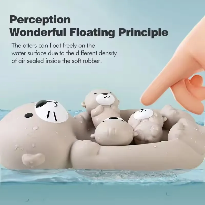 Otter Badspeelgoedset Speelset Badspeelgoed 1 Moeder Otter en 3 Babyotters Waterspeelgoed Bad Otters Speelgoed Familie Drijvend speelgoed voor baby's