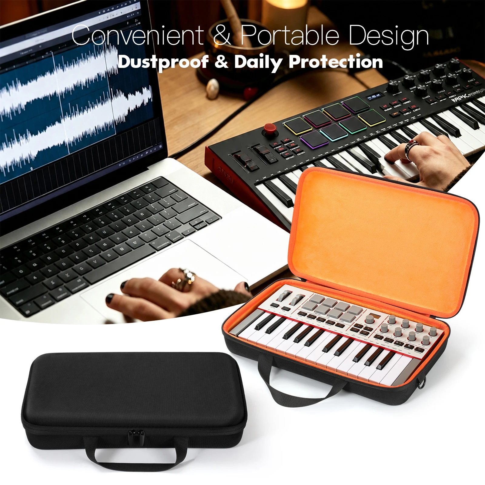 EVA Carrying Case for Akai MPK Mini 4 MIDI Keyboard Controller Organizer Bag Portable Storage Bags Outdoor Travel Carry Cases