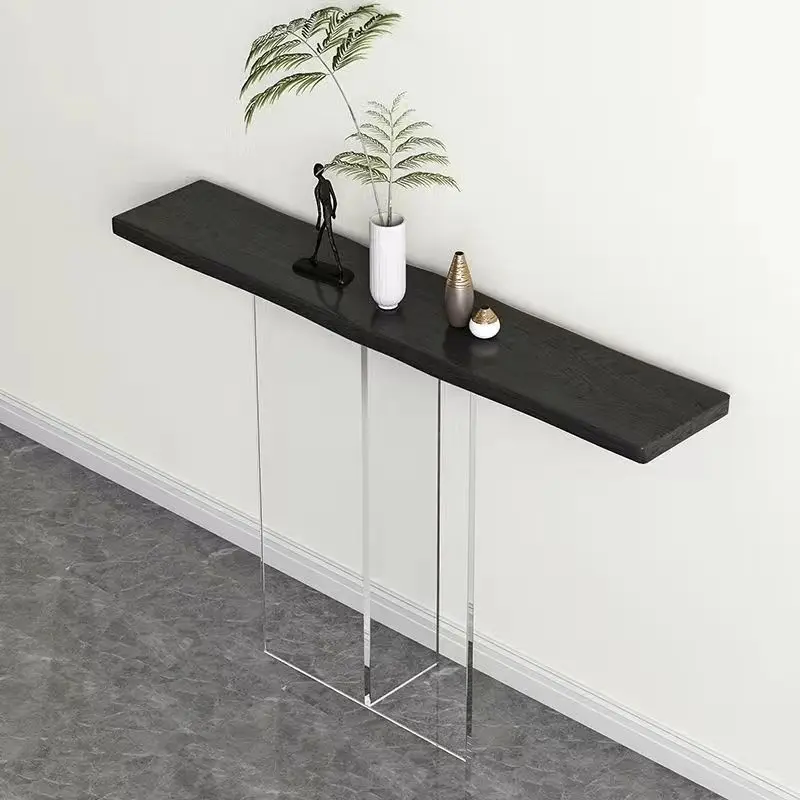 Solid wood table with Acrylic transparent legs Light luxury art simple room decor table furniture