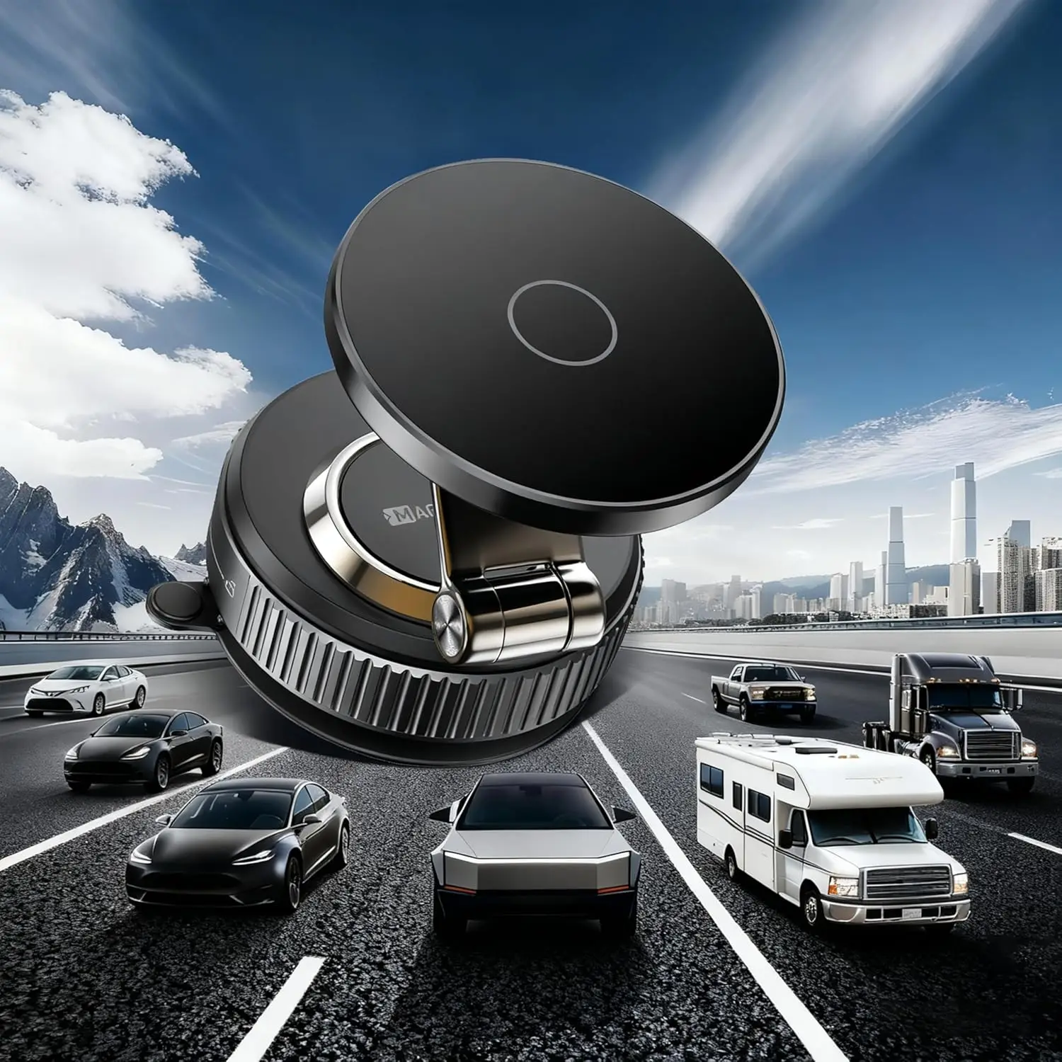 Магнитный держатель телефона для автомобиля 2026, 360° °   Регулируемое вакуумное всасывающее крепление для iPhone 16 Pro Max 15, 14, 13, 12 Plus