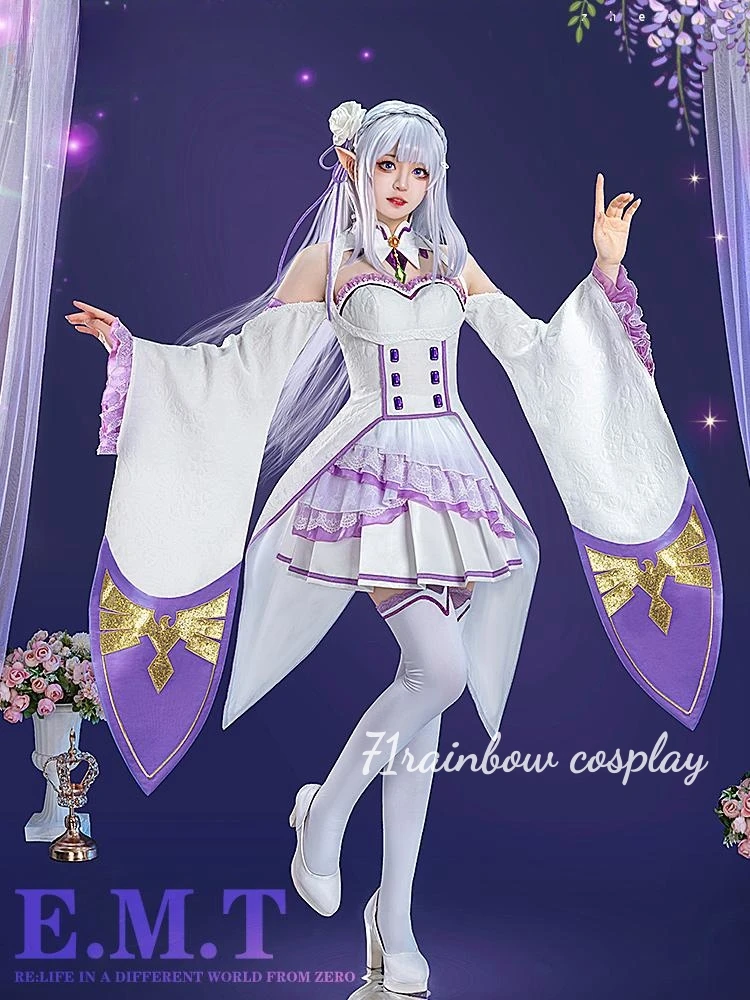 

Anime Re:Life in a different world from zero Emilia Cosplay Costume Dress Woman Christmas Outfits Uniforms Cosplay Costumes