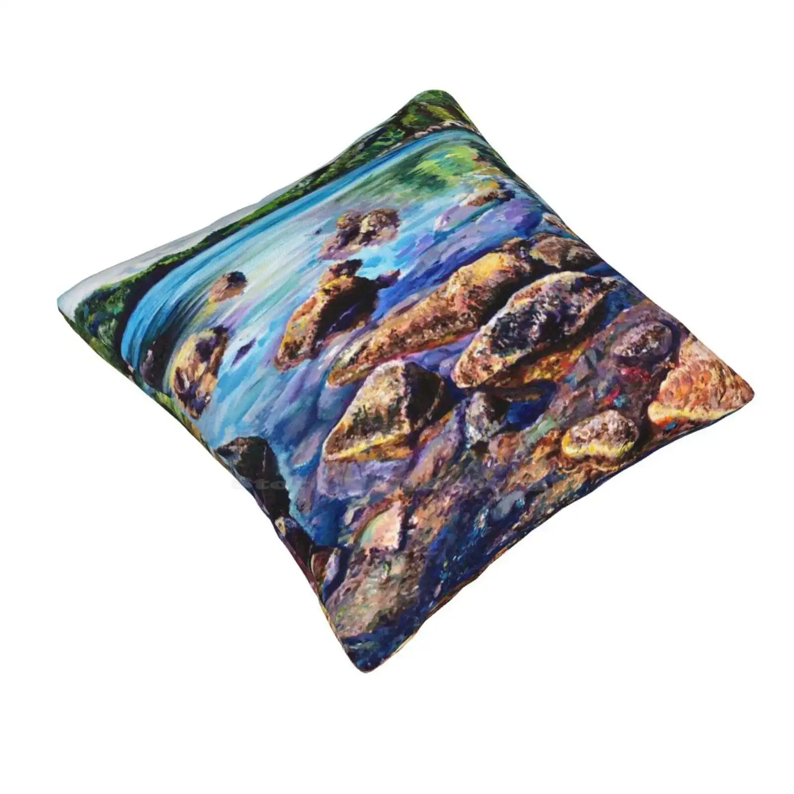 Maine Acadia Painting Landscape Pillow Cover Hug Pillowcase Acrylic Maine Acadia National Park Landscape Hillary Manson Artist