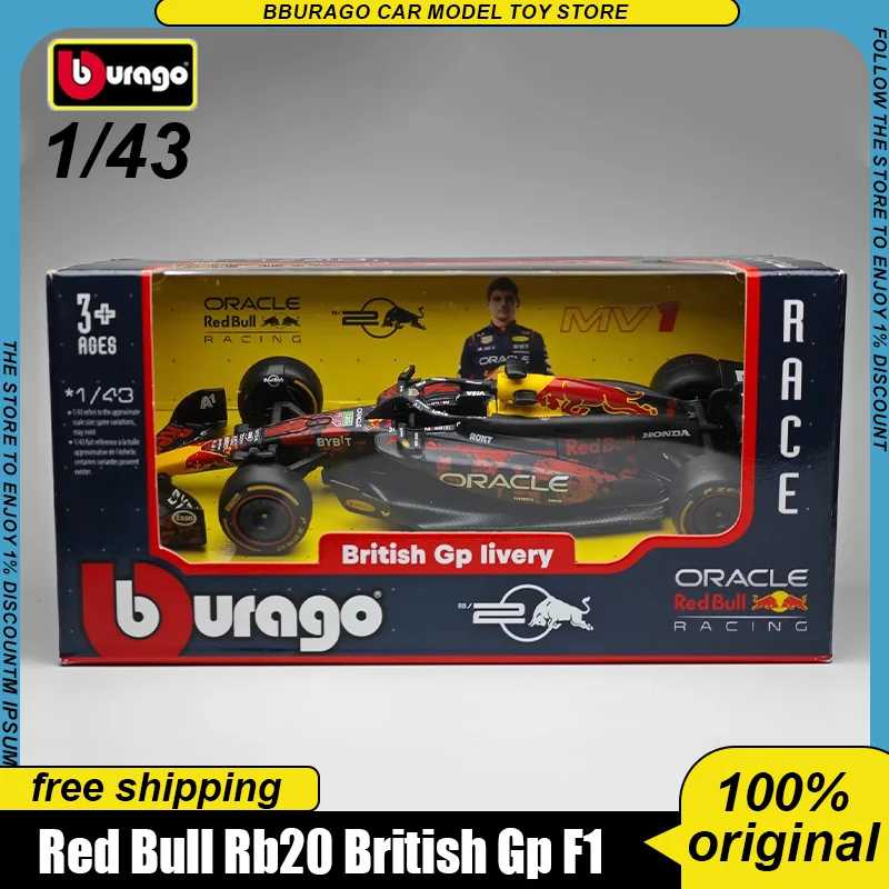 Новинка-в-наличии-bburago-1-43-red-bull-rb20-british-gp-f1-из-сплава-миниатюрная-литая-под-давлением-модель-автомобиля-blood-red-bull-игрушки-подарок-для-детей