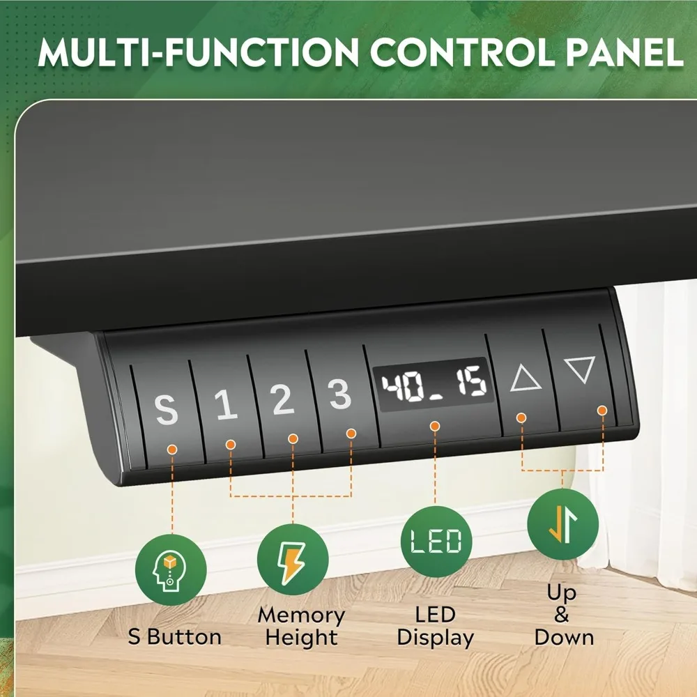 مكتب قائم على شكل حرف L بارتفاع قابل للتعديل، مكتب قائم بزاوية كهربائية بمحرك مزدوج، مقاس 63 × 55 بوصة، مكتب مكتب منزلي مع