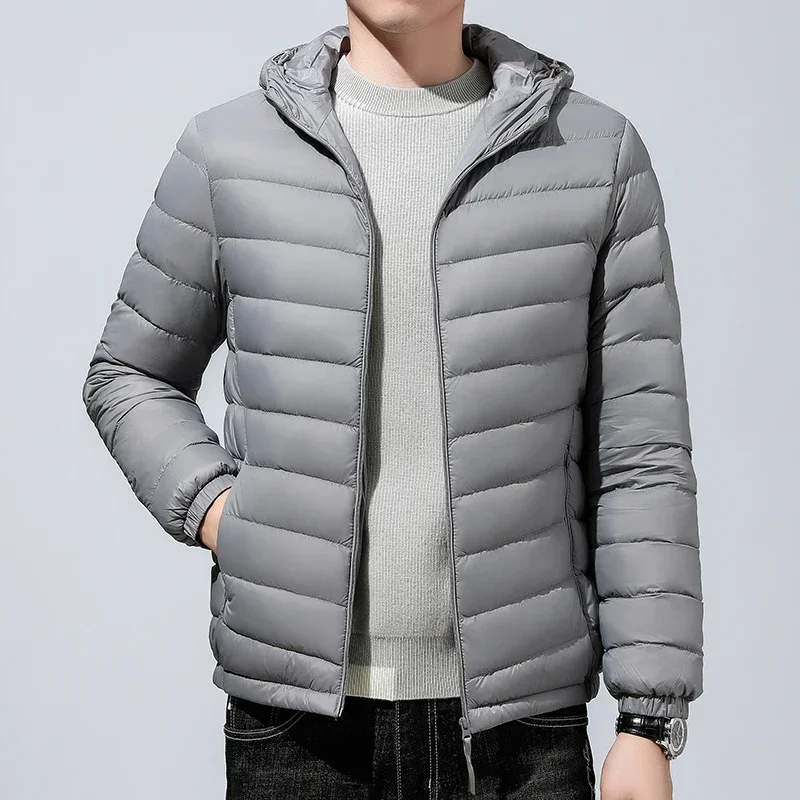 YEAE Thin Down Jacket Men\'s Hooded 2024 Winter New Thin Lightweight Sports Warm Men\'s Jacket Clothes Coat