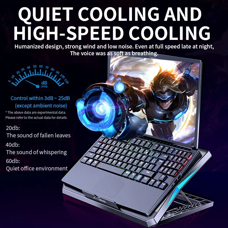 Imagem -06 - Gaming Laptop Cooler com Seis Ventiladores Altura Ajustável Silent Cooling Pad Suporte de Computador para Laptops Abaixo 15.6 q3