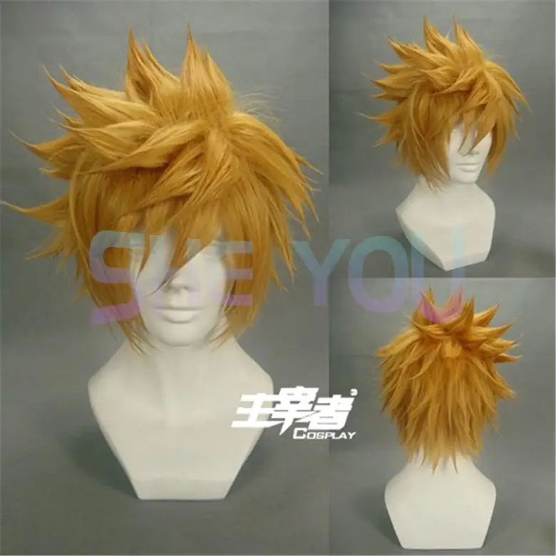 

Kingdom Hearts Ventus Roxas Short Golden Yellow Halloween Costume Hair Wigs + Wig Cap