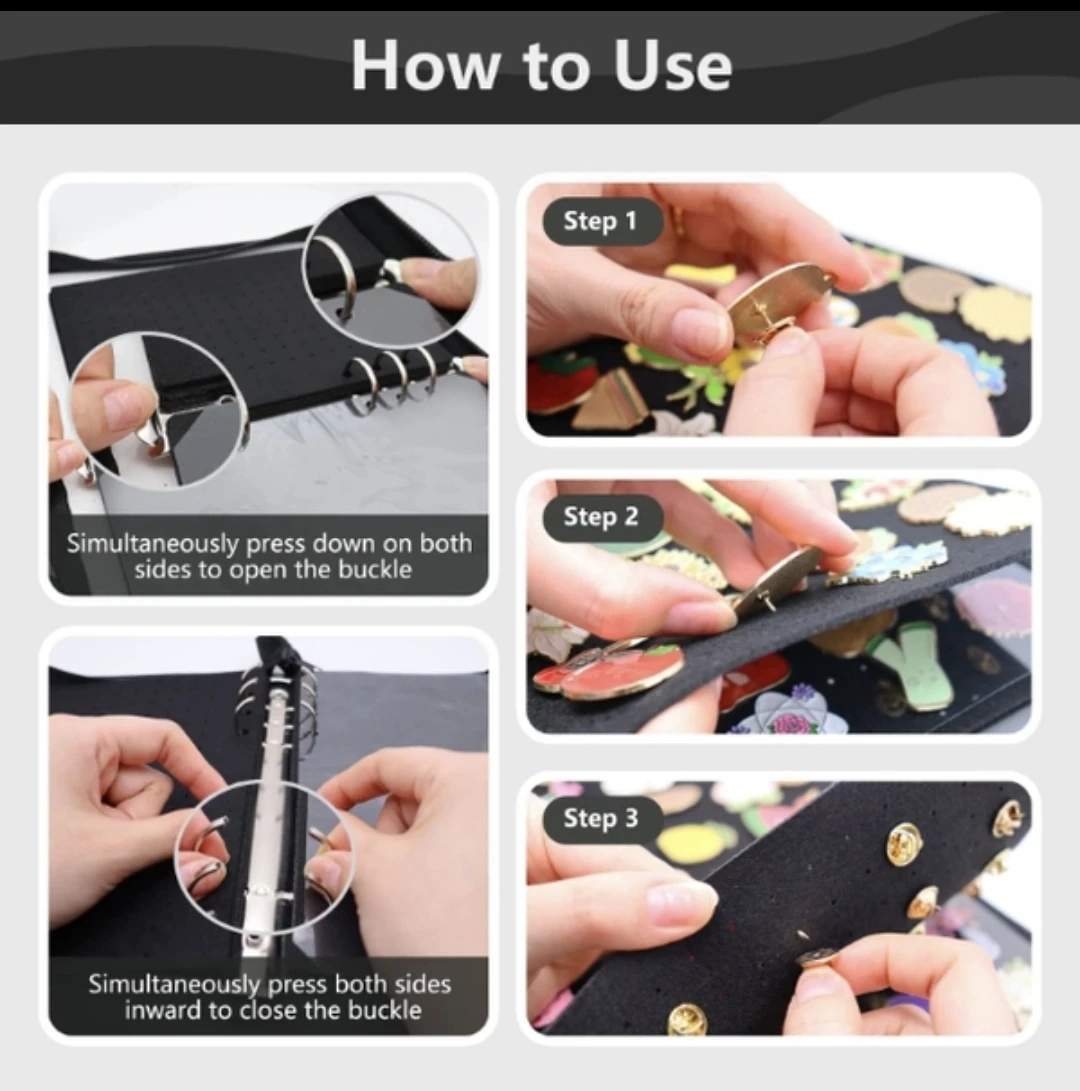 NewPin Display Book Enamel Pin Collection Holder Trading Book with 6-Page Display Boards A5 Brooch Pin Storage Organizer Binder