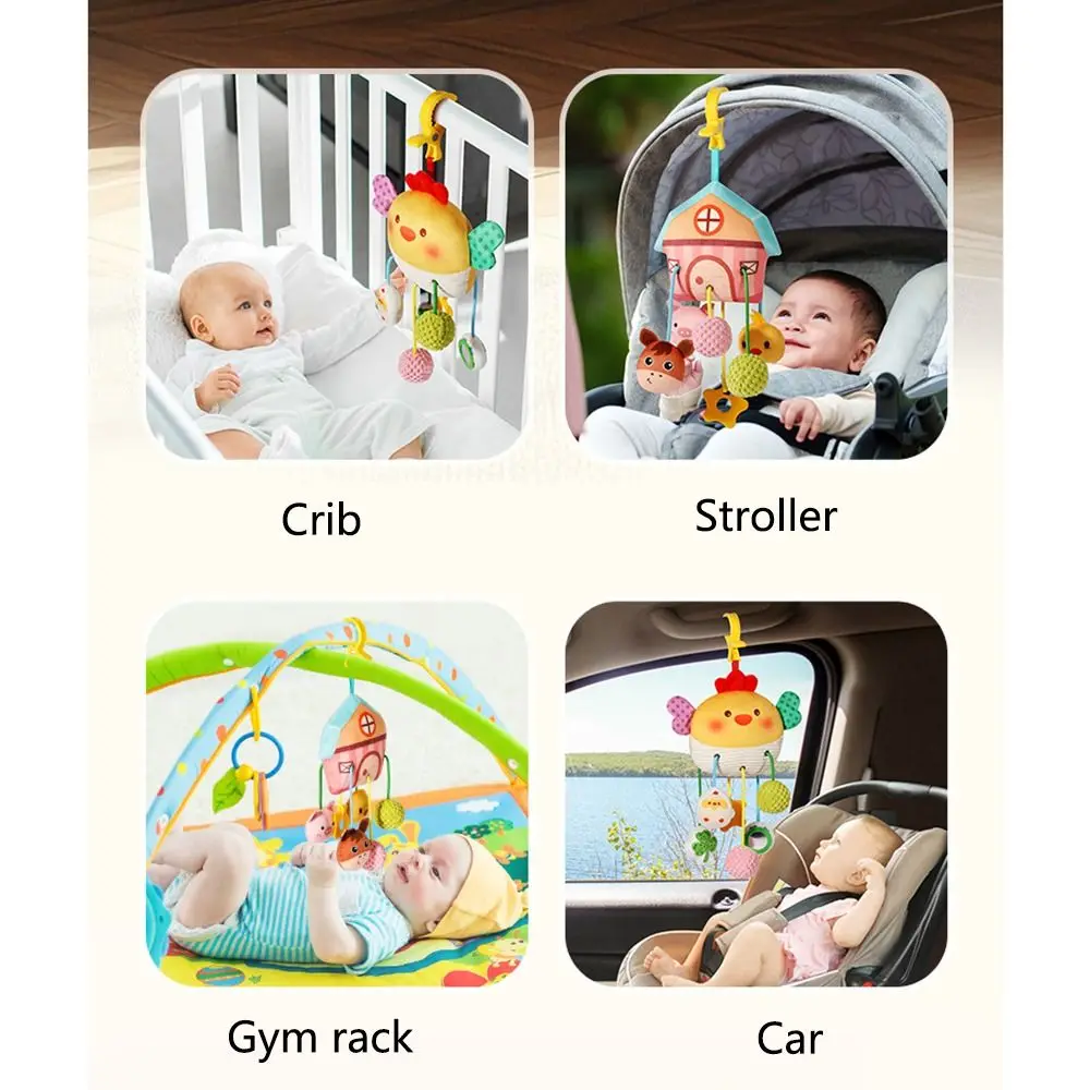 ألعاب سلسلة سحب للأطفال على شكل سرطان البحر مع مرآة تشويه مشبكة وخرز رنين للتطوير البصري الحسي