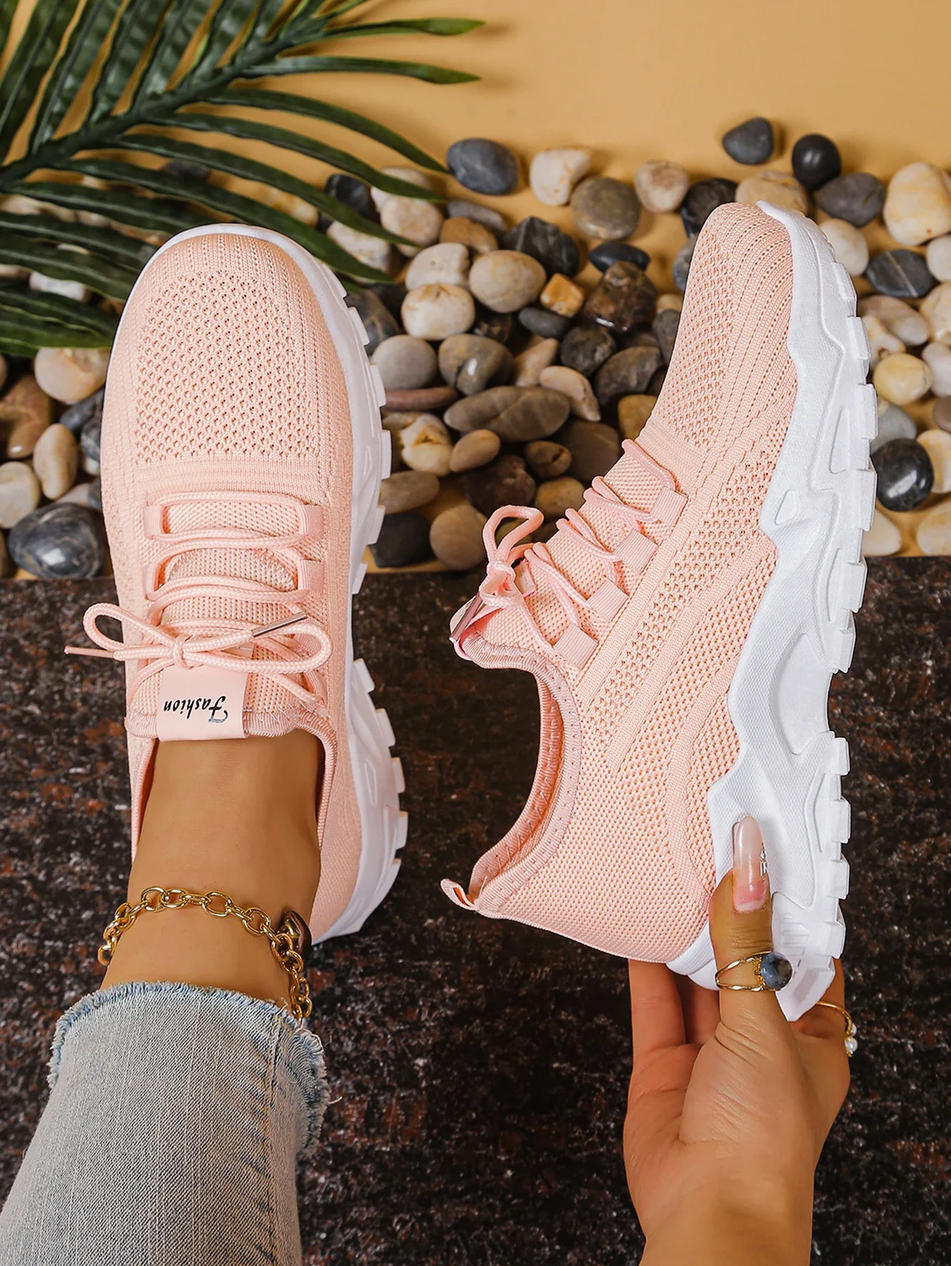 Atmungsaktive Strick-Sneaker, Modische, Bequeme, Rutschfeste Schuhe mit Weicher Sohle für Damen, Outdoor-Wanderschuhe, Kostenloser Versand – Detail 20