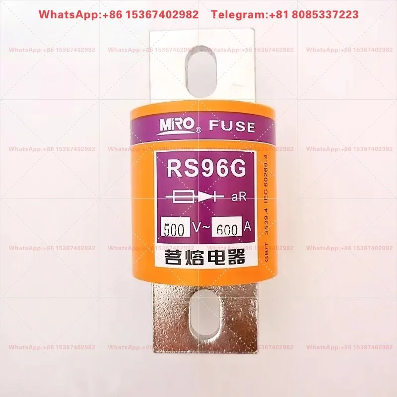 Ming Rong RS96G Round Tube Bolt Fast Fuse, 500V 400A 450A 500A 600A Industrial Overcurrent Protection Fuse Accessories