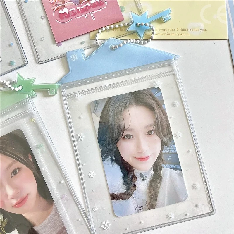 INS نمط Kawaii منزل على شكل حامل بطاقة الصورة ل 3 بوصة صور K-Pop المعبود Photocard حامل الغطاء الواقي غطاء بطاقة الهوية