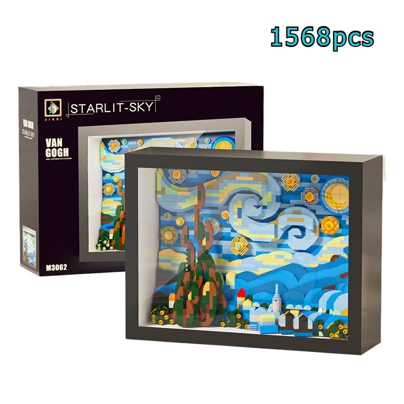 Creative 3D Micro Van Gogh Painting Frame Building Blocks Set Craft Kit Ornament Christmas Gift Adults Kids Exquisite Box
