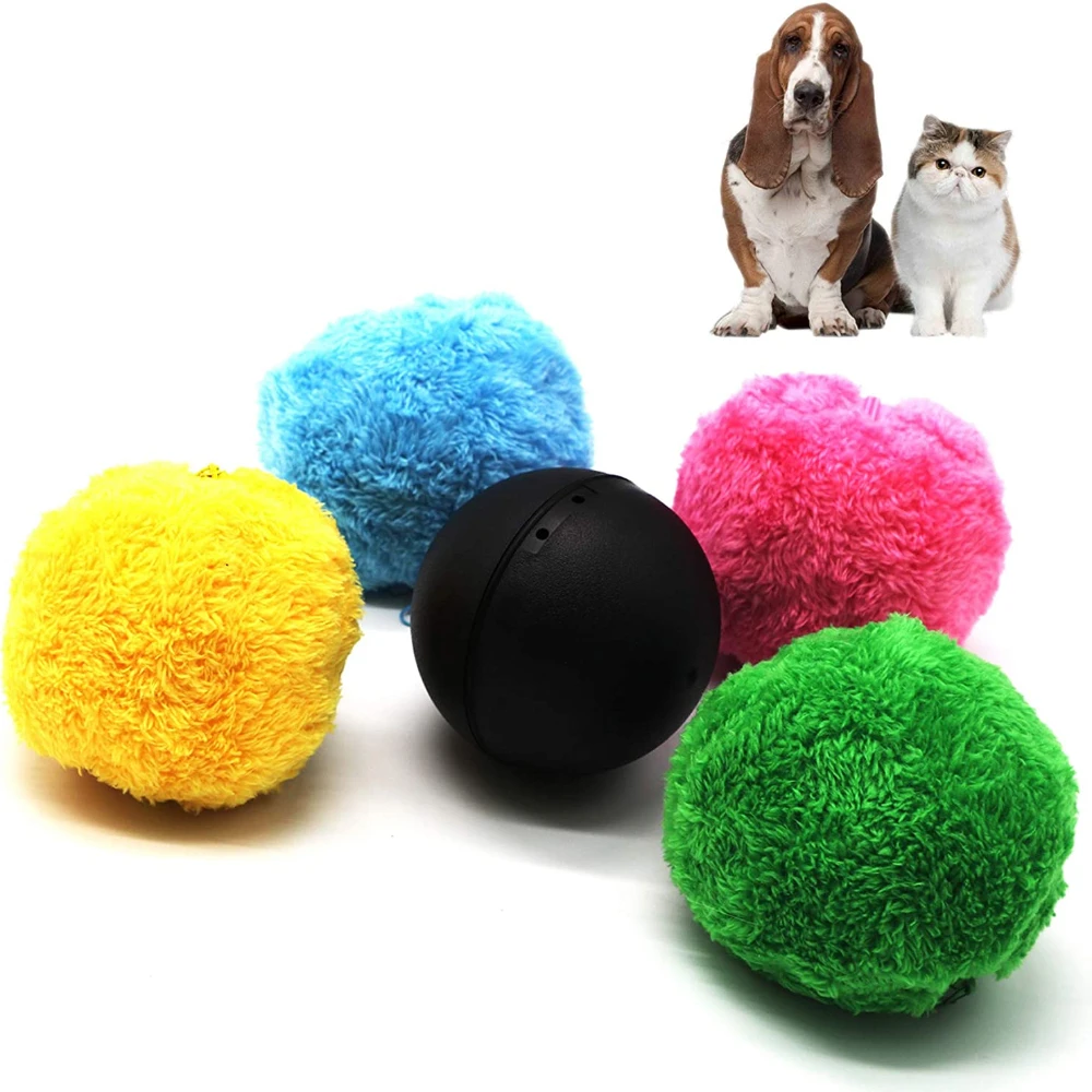 

Electric Rolling Ball Cat Dog Toy Activated Automatic Ball Chewing Plush Floor Cleaning Toy Electric Pet Automatic Plush Ball