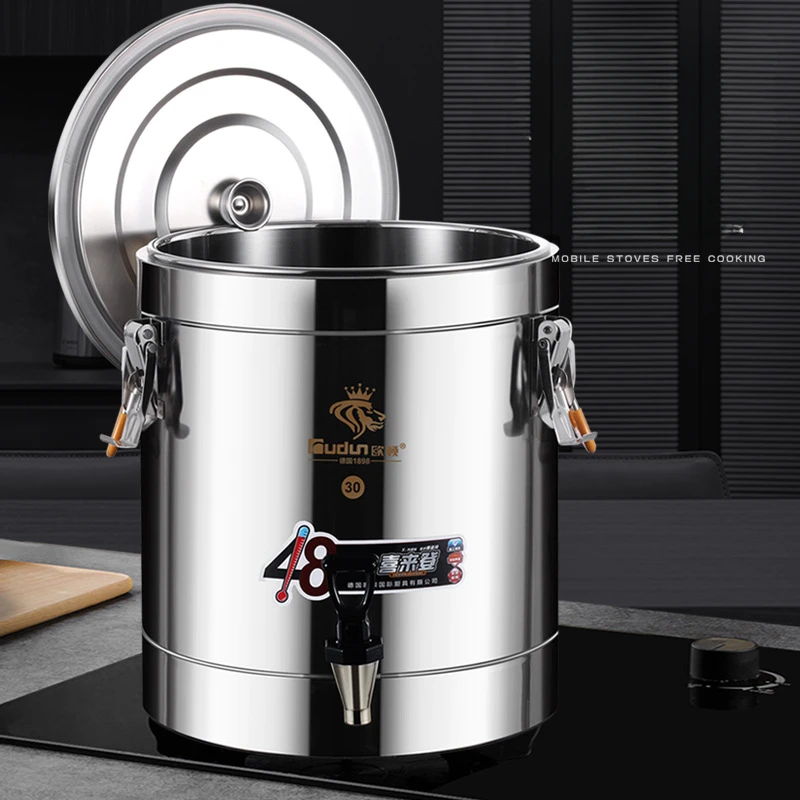 Stainless steel insulated bucket Milk tea bucket with faucet Soybean milk ice powder boiled water rice porridge soup bucket