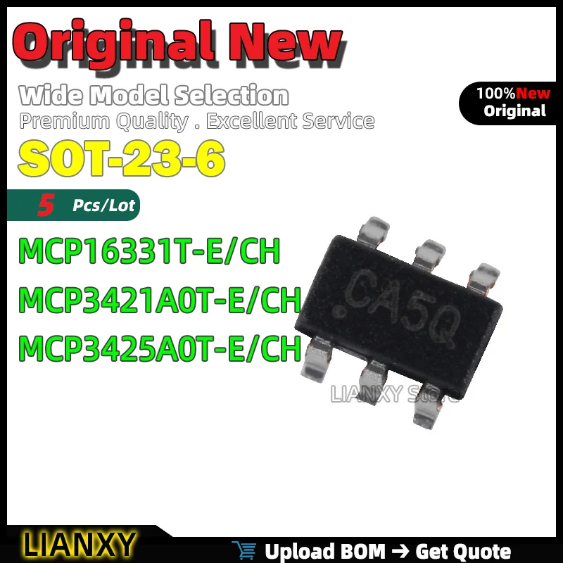 5pcs SOT-23-6 MCP16331T-E/CH MCP3421A0T-E/CH MCP3425A0T-E/CH 16-bit ADC New Original