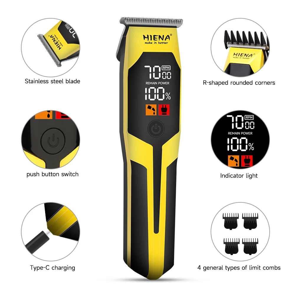 USB charging hair clipper, sharp zero gap cutting, free engraving hair styling, handsome appearance modeling cordless use