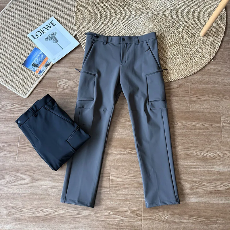 

Осень/зима мужские утепленные теплые длинные брюки на флисовой подкладке, повседневные универсальные ветрозащитные прочные брюки для альпинизма