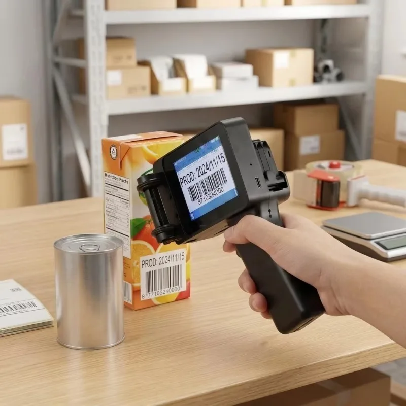 Portable Handheld Inkjet Printer Gun, 12.7mm/25.4mm HD Date Coding Machine for Carton Box & Bag