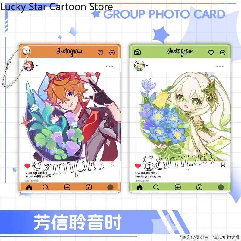 جينشين إمباكت كاميساتو أياكا تارتاليا ناهيدا مافيكا ألبيدو فونغ أنيمي أكريليك شفاف حافظة للبطاقات قلادة بطاقة الصور