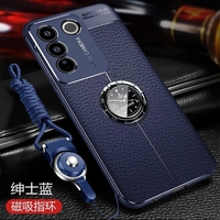 Magnetic Case For Vivo V29 V27 V27E V25 Pro V23 5G Holder Ring Phone Cover Luxury TPU Soft Silicone Protectio Shockproof Bumper