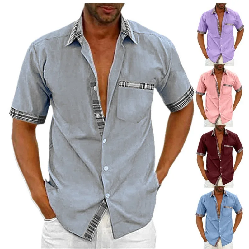 

New 2024 Summer Casual Shirt Men's Non Ironing Treatment Cardigan Short Sleeve Fashion Urban Collar Men's Shirts