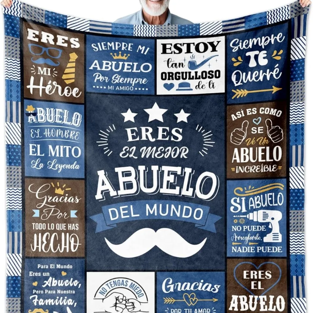 Thanksgiving Gifts to Abuelo Papa Flannel Blanket for Anniversary Birthday Father's Day Mother's Day Festival for Family Stuffs