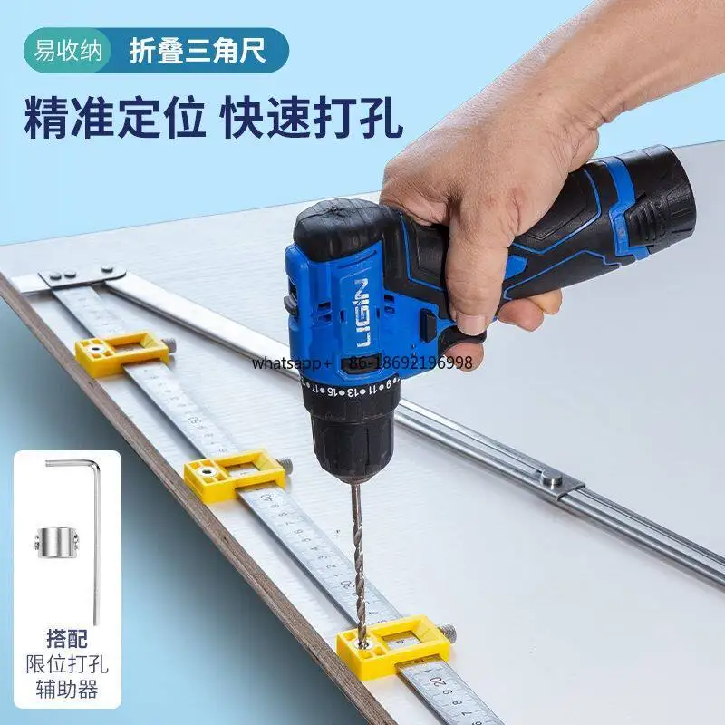 Two-in-one Positioning Ruler, Folding Ruler, Invisible Parts, Screw Positioning and Punching Ruler, Retractable Folding