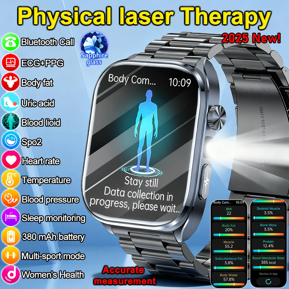 

Body Composition analysis Monitoring Smart Watch Men ECG Heart Rate Blood pressure Uric Acid Health Tracker Smartwatches 2025New