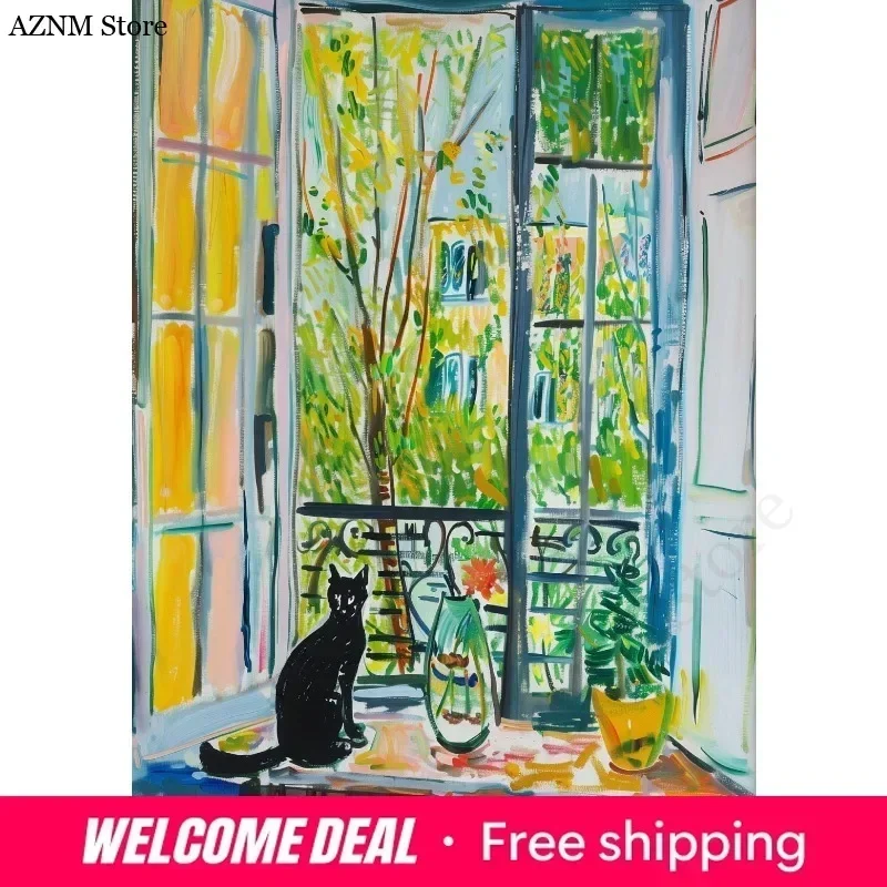 Henri Matisse Artwork Open Window Poster Ocean Seascape Colorful Coastal Canvas Painting Wall Art for Living Room Home Decor