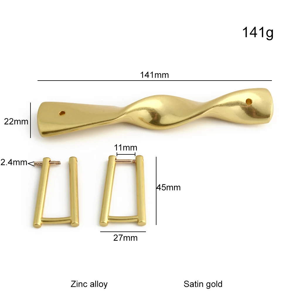 2/5/10PCS Satin gold 141x22mm Metal Bags Handles Purse Frame With Screw Buckle For DIY Handbag Shoulder Large Handle Accessories