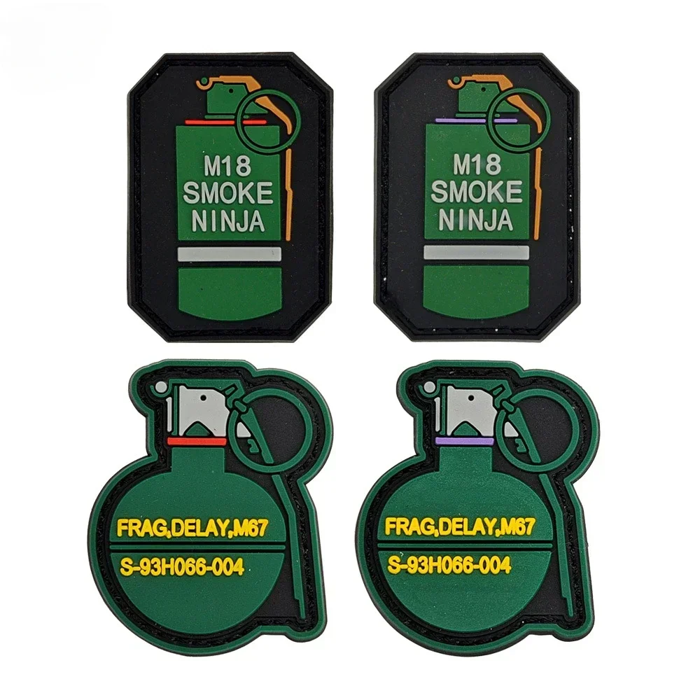 PVC 3D Grenade Smoke Patches Soft Rubber Morale Badge Military Outdoor Tactical Hook and Loop on Backpack Clothes Stickers