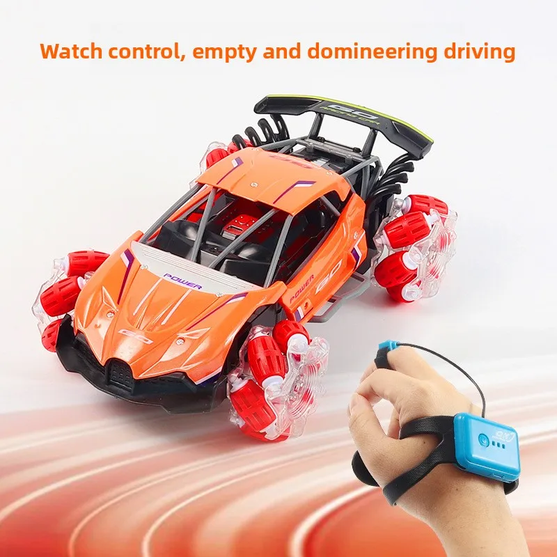 RC stunt drifting car, high-speed gesture sensing car with LED lights, drifting climbing off-road remote control boy toy car