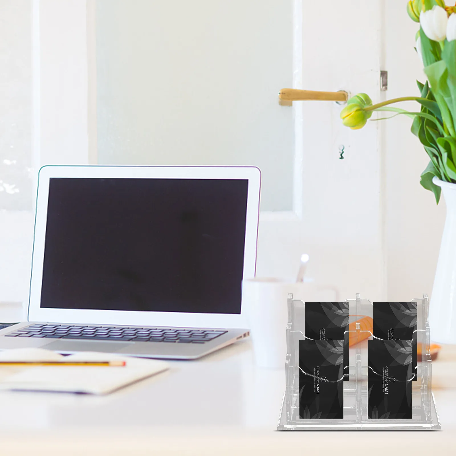 Premium Thickened Non-Slip Acrylic Business Card Stand for Office Desk Business Cards Holder Transparent Cards Display Rack