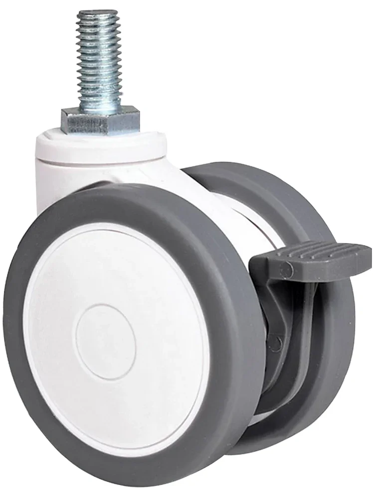 4Pcs 3 Inch M12 Threaded Stem Swivel Caster Rubber Wheel Universal Silent Casters for Medical Equipment Industrial Machinery