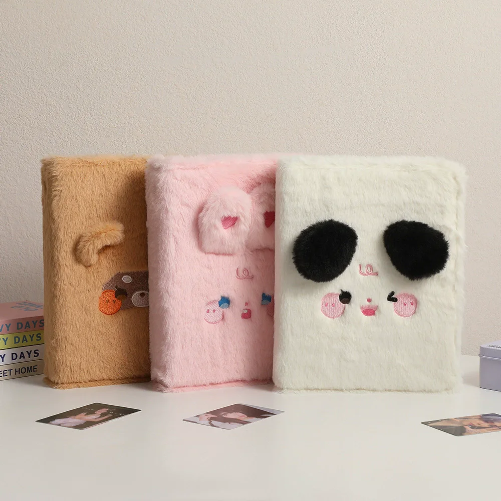 Photo Album Loose Leaf Plush Cover Card Book Hand Account Book 2 Grid Card Storage Book Cute Girl Album Insert Album Book