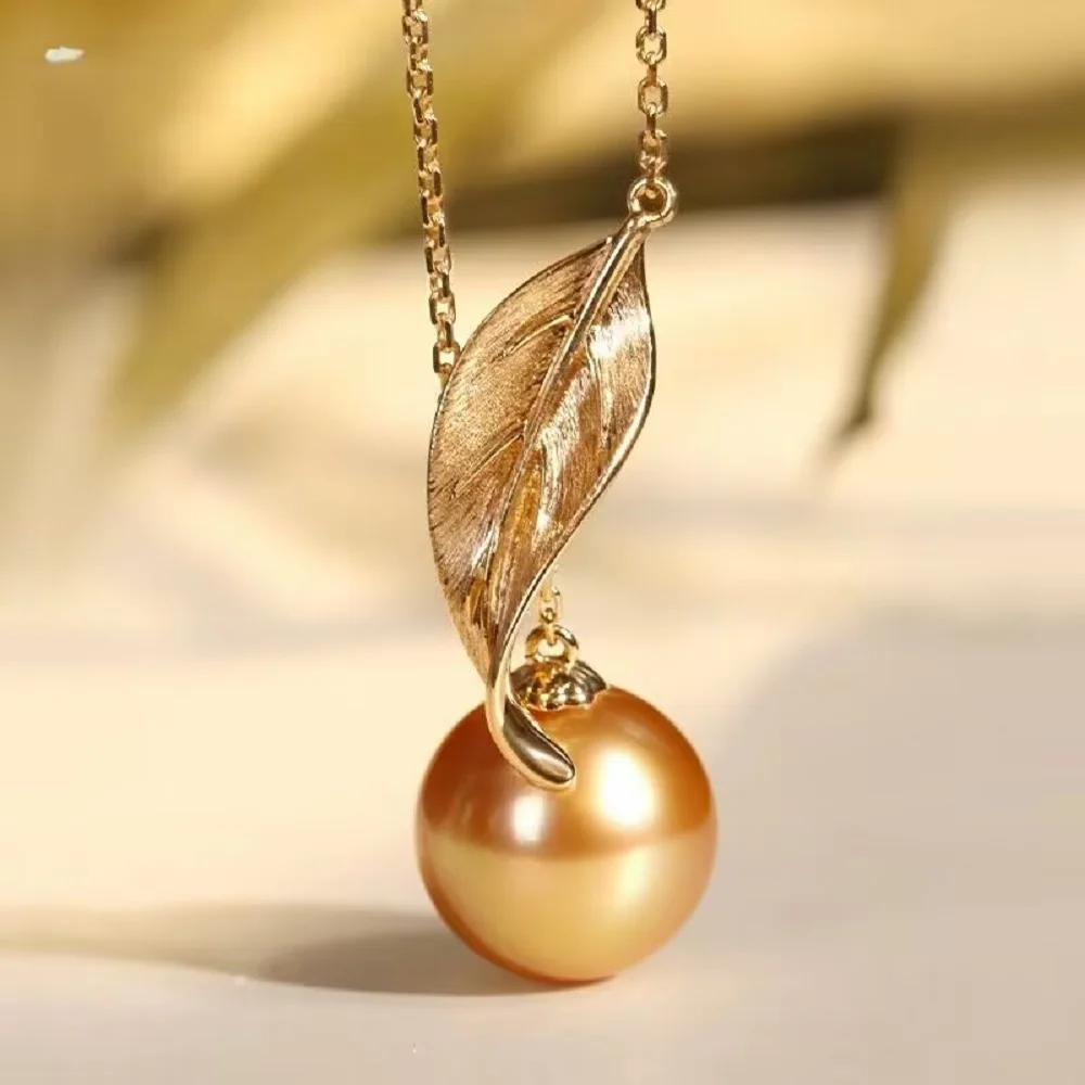 Leaf Pearl Pendant Necklace Pendant AAAA10-11mm Natural Pearl Pendant -925s