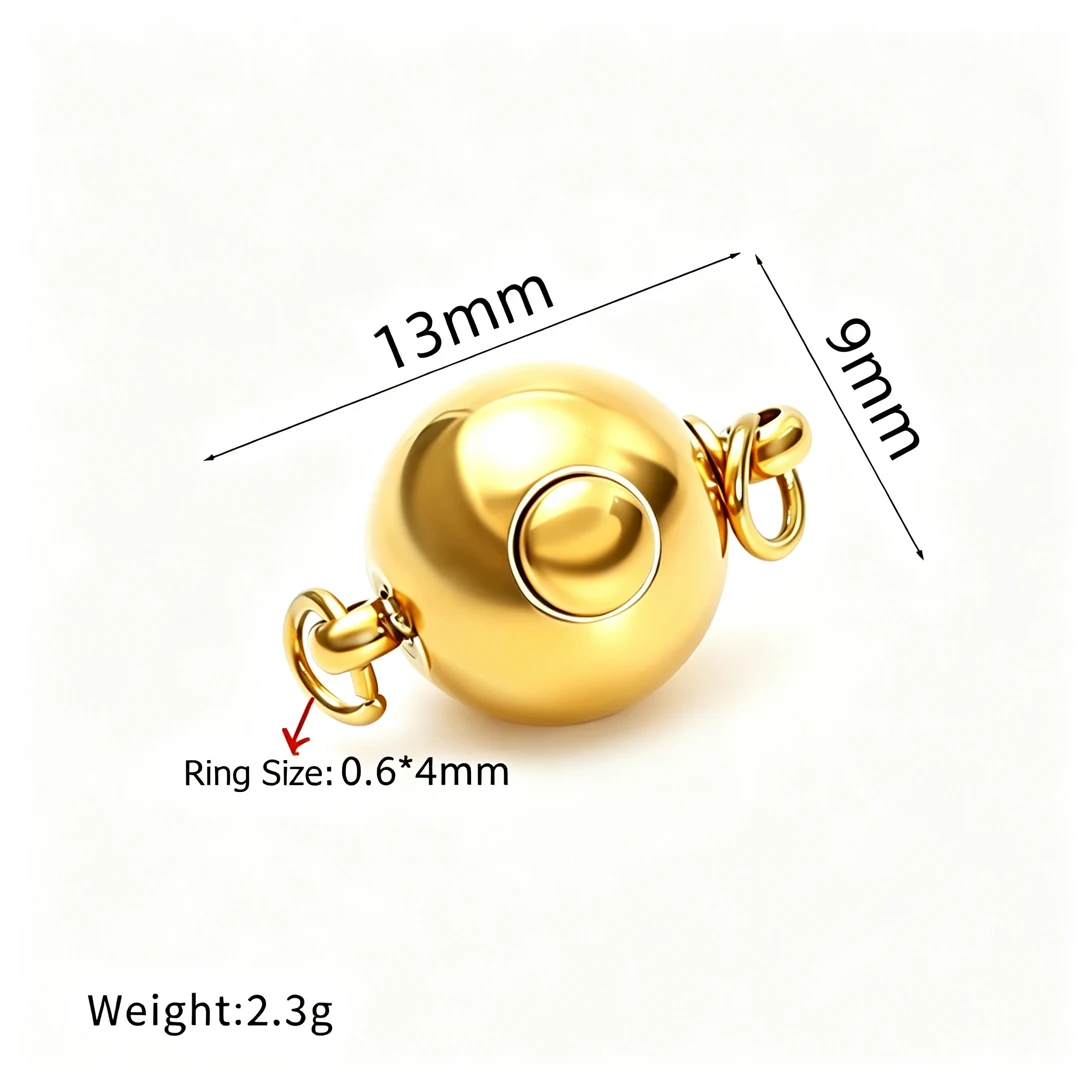 5/10Pcs Stainless Steel Round Ball Insert Snap Clasp Sphere Push‑In Buckle With Jump Rings Bracelet Necklace DIY Jewelry Supply