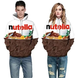 2024 New Fun Fashion Nutella Food 3d Print Hoodie Loose Hip Hop Style Men Women Casual Street Sweatshirt Oversized Pullover