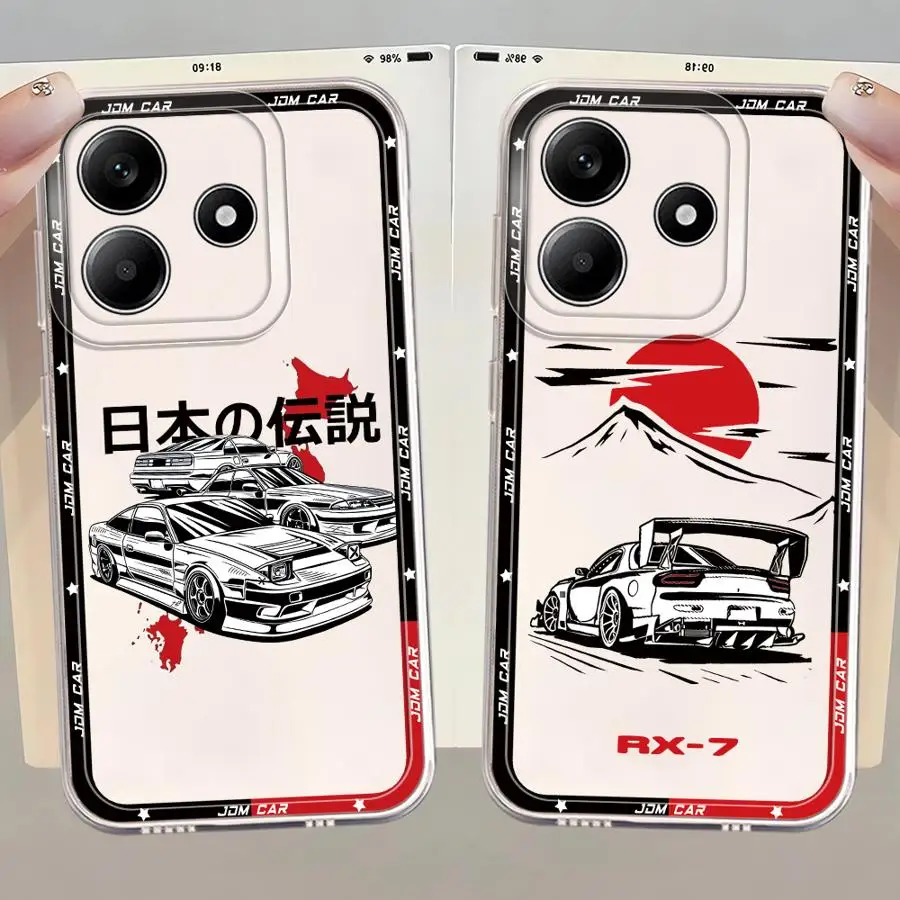 Clear Soft Phone Case for Xiaomi Mi 11T Pro 11 Lite Japanese Drift Car Red Sun 